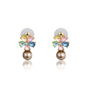 Floral and Faux Pearl Earrings