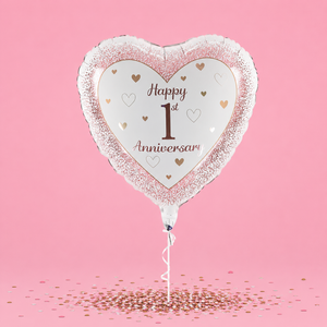 Happy 1st Anniversary Heart Rose Gold Balloon