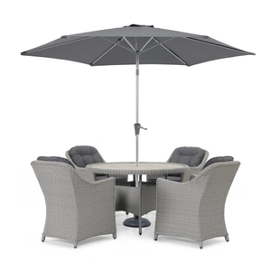 Kettler Foxley 4 Seat Dining Set with 120cm Round Table including Parasol and Base