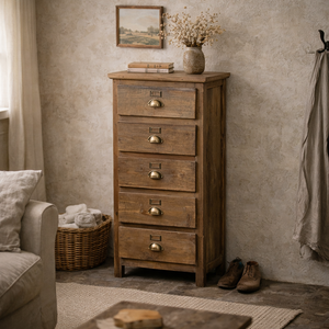 Heritage Natural 5 Drawer Tall Chest