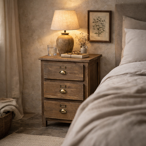 Heritage Natural 3 Drawer Bedside