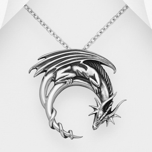 Signature Silver Oxidised Dragon Pendant