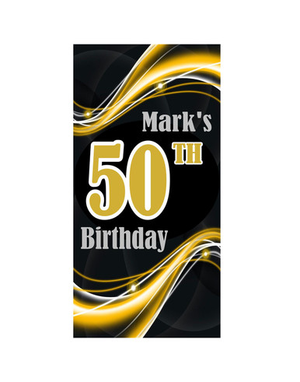 Personalised Vinyl Black and Gold Door Banner
