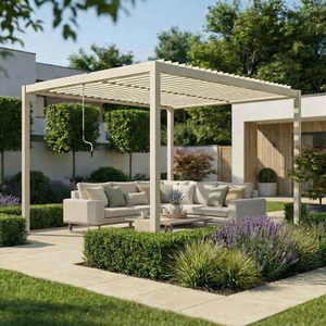 Maze - Como 3m x 4m Aluminium Garden Pergola With LED Lights - Latte