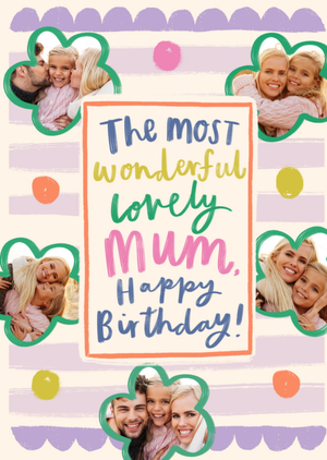 The Most Wonderful Lovely Mum Happy Birthday Photo Upload Card