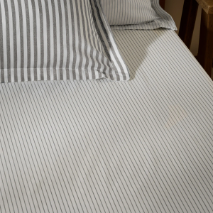 Hebden Narrow Stripe Fitted Sheet - Grey Single 90x190cm