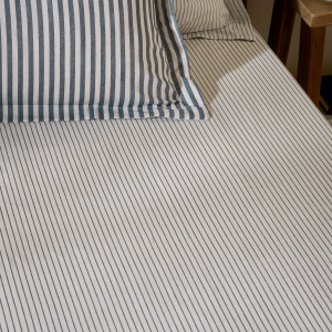 Hebden Narrow Stripe Fitted Sheet - Navy Double 135x190cm