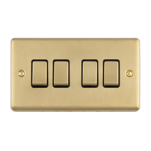 Ellis & Co 4 Gang 10A 2 Way Light Switch Brushed Brass