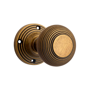 Beehive Mortice Door Knob - Aged Brass - Pair - Designer Levers