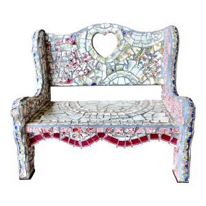 Late 20th-Century English Country Garden-Inspired Vintage Teacup Mosaic Petite Plant Stand