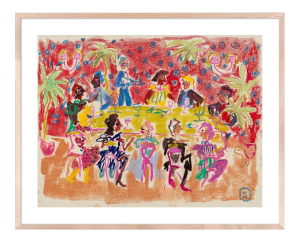 At a Dinner Party by Happy Menocal in Natural Maple Frame, XS Art Print