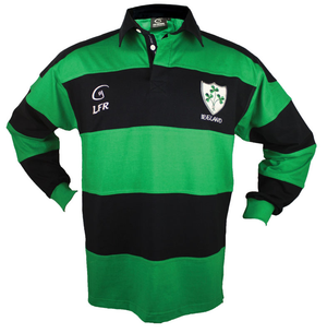 Long sleeve Striped Shamrock Irish Rugby Shirt Kelly Green Navy Blue