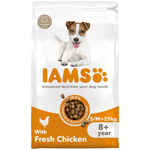 Iams Advanced Nutrition Small/Medium Breed Senior Dog Food (Fresh Chicken) - Bag Size : 12Kg
