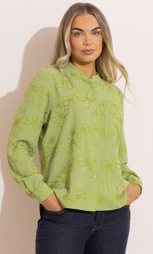 Embroidered Floral Blouse - Green