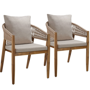 Garden Chair Manacor in a Corded Design with Acacia Wood Frame and Matching Cushions