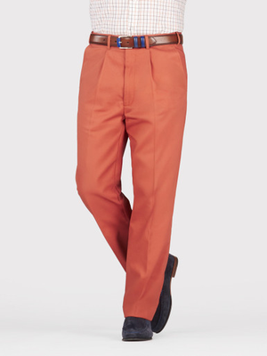 Terracotta Pleated Chino Trousers