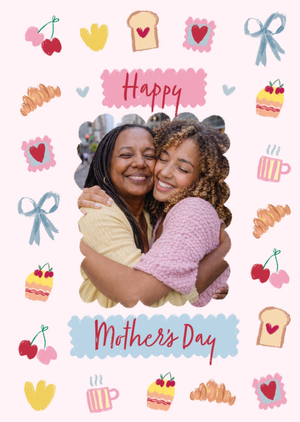Cute Doodles Photo Upload Mother's Day Card