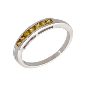 Pre-Owned 9ct White Gold Yellow Topaz Half Eternity Ring