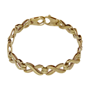 Pre-Owned 9ct Yellow Gold 7" Hollow Kiss Link Bracelet