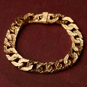 Pre-Owned Vintage 1979 9ct Gold 7.75" Barked Curb Bracelet