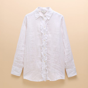 Joules White Selene Linen Shirt Size 14
