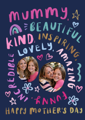 Mummy Beautiful Kind Inspiring Photo Upload Mother's Day Card