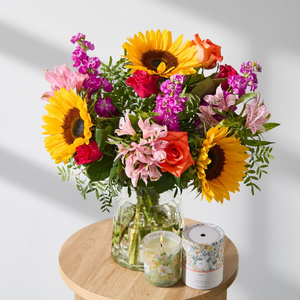 NEXT Bright Sunflower Bouquet & Mum Candle Gift Set