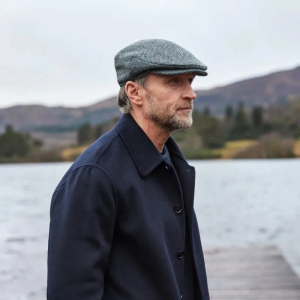 Hanna Hats Herringbone Irish Tweed Cap Gray