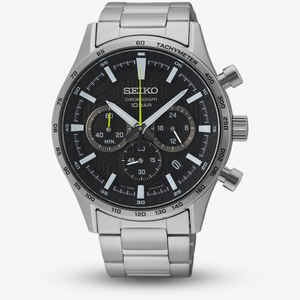 Seiko Mens Conceptual Stainless Steel Black Dial Chronograph Watch SSB413P1