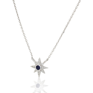 New 9ct White Gold Sapphire & Diamond Star Necklace