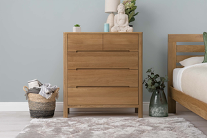Natural Oak 4 Drawer Chest of Drawers - Style 1