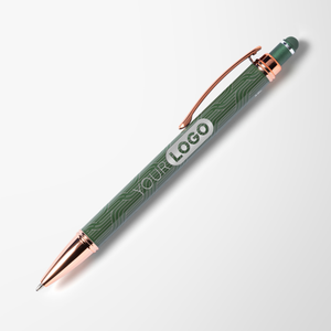 Engraved Deco Recycled Diamond Stylus Pen with Rose Gold Trim
