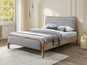 Snuggle Beds Clara Bed 4' 6" Double Grey Silver Fabric Bed