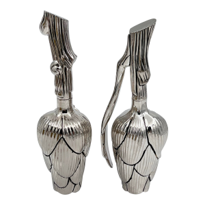 Late 20th Century Silverplate Artichoke Salt Shaker and Pepper Grinder Set Styled After Missiaglia