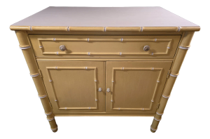 1970s Thomasville Allegro Yellow Faux Bamboo Cabinet, Attributed