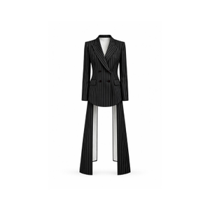 Opera Blazer Dress - Black & White Stripes (XL)