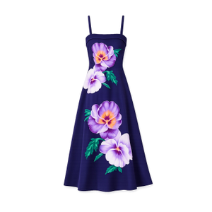 Yumi Navy Pansy Strappy Midi Dress (L)
