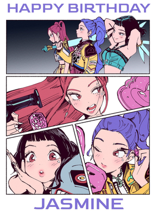 KPop Demon Hunters Happy Birthday Illustrated Anime Style Characters Card