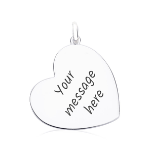 Signature Silver Engravable 21mm Tilted Heart Pendant
