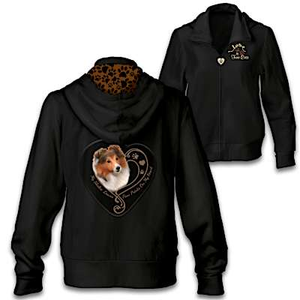 Paw Prints On My Heart Women's Hoodie Sheltie