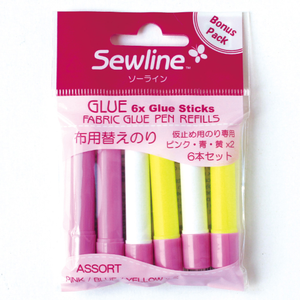 6 recharges stylo colle temporaire couleur mixte spécial tissu