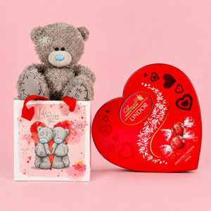 Lindt Heart Truffles & Tatty Teddy Bear in a Bag