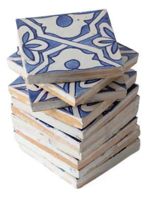 Light Blue Traditional Ceramic Backsplash Tiles - Set of 10 Tiles