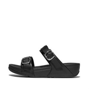 FitFlop Womens Lulu Adjustable Double Buckle Sliders All Black