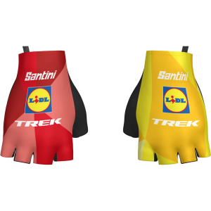 Santini Lidl-Trek Team Unisex Cycling Glove in Dark Blue Yellow XL