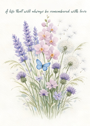 Watercolour Wildflower And Butterfly Sympathy Card