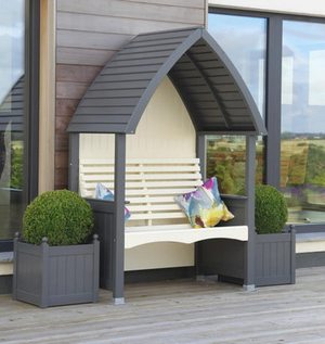 Wooden Garden Arbour 'Cottage' In Charcoal and Cream -DS