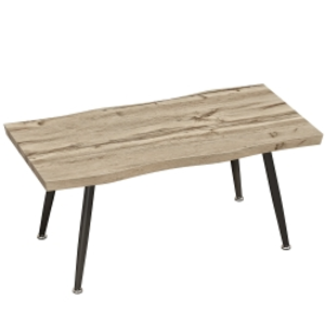 HOMCOM Mesa de Centro Curva Mesa baja para Salón Moderno con Tablero Grueso de 4 cm Patas de Acero 100x50x45 cm Roble