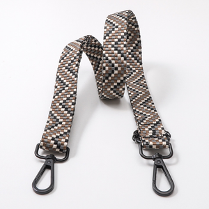Sangle de sac avec mousquetons - Zig zag marron et gris