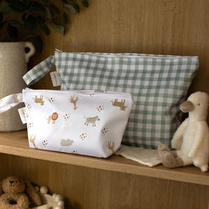 Mabel & Fox - 2 Pcs Wet Bag Set - Boho Safari & Sage Gingham